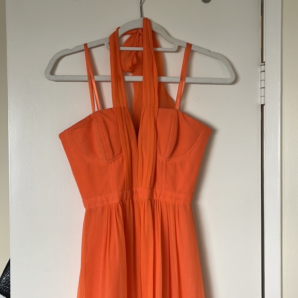 BCBGMaxAzria Orange Halter Prom Dress - Picture 8 of 14